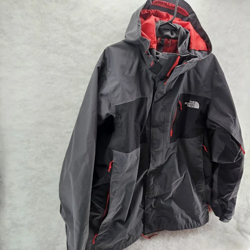 The North Face Men's Hyvent Black Gray Zip Up Hooded Jacket Coat XL SHELL ONLY - Picture 2 of 14